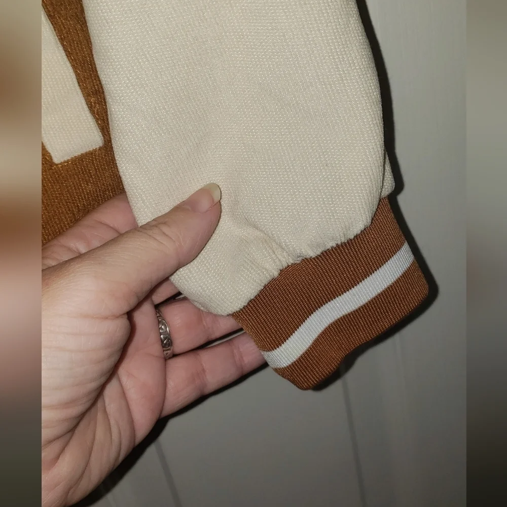 Brown and Cream Girls B Varsity Jacket